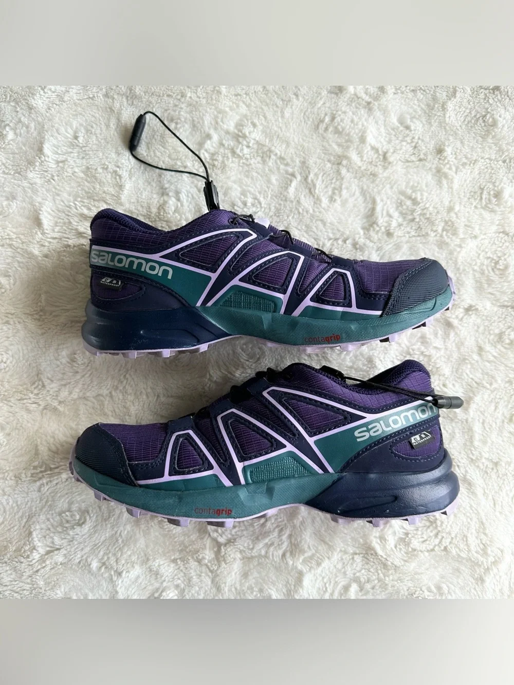 Salomon Trail Running Sneakers Shoes Girls 3 Purple Speedcross Waterproof Hiking